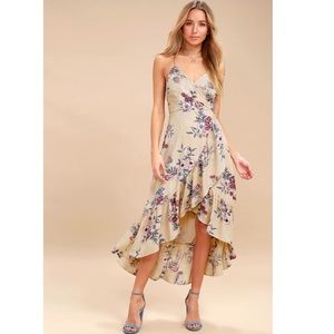 Lulu’s Gild the Lily Floral High-Low Maxi Dress